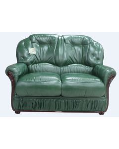 Debora Handmade 2 Seater Sofa Settee Genuine Italian Green Real Leather