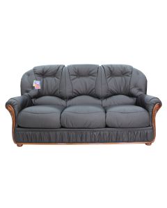 Debora Handmade 3 Seater Sofa Settee Genuine Italian Black Leather 