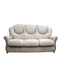 Debora Handmade 3 Seater Sofa Settee Genuine Italian Dove Grey Real Leather 