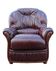 Debora Handmade Sofa Armchair Genuine Italian Burgundy Real Leather