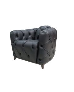 Deliziante Tub Club Chair Italian Suave Nero Black Real Leather 