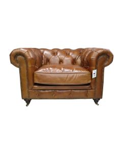Earle Chesterfield Club Chair Vintage Tan Distressed Leather