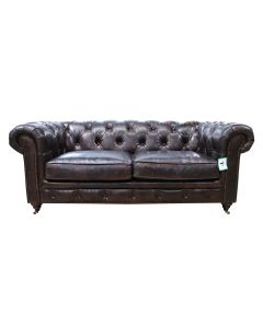 Earle Grande 2 Seater Chesterfield Tobacco Brown Real Leather Sofa