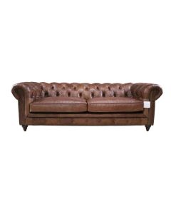 Earle Grande 3 Seater Chesterfield Nappa Chocolate Brown Real Leather Sofa