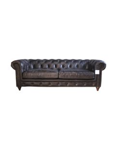 Earle Grande 3 Seater Chesterfield Tobacco Brown Real Leather Sofa