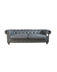 Earle Grande Handmade 3 Seater Chesterfield Sofa Nappa Grey Real Leather 