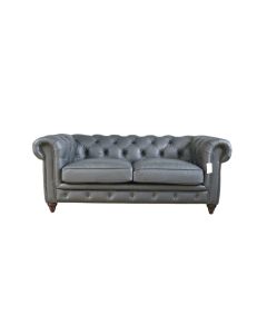 Earle Handmade Chesterfield 2 Seater Sofa Nappa Grey Real Leather 