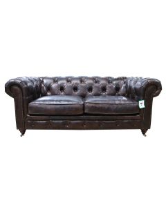 Earle Handmade Chesterfield 2 Seater Sofa Tobacco Brown Real Leather In Stock