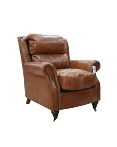 Florence Handmade Armchair Vintage Tan Distressed Real Leather 