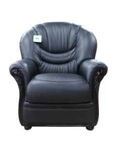 Florence Handmade Genuine Italian Black Leather Sofa Armchair In Stock