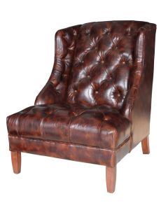 Hambleton Genuine Chesterfield Armchair Buttoned Vintage Brown Real Leather 