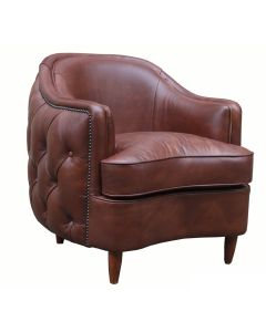 Harrowgate Chesterfield Buttoned Club Chair Vintage Brown Real Leather 