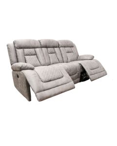 Kelly 3 Seater Electric Recliner Grey Fabric Sofa 