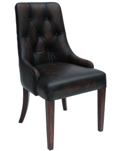 Lannister Vintage Dining Chair Distressed Tobacco Brown Real Leather 