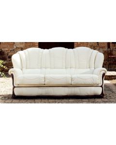 Laura Handmade 3 Seater Sofa Settee Italian Blanco White Real Leather 