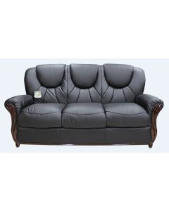 Lucca Handmade 3 Seater Sofa Settee Genuine Italian Black Real Leather 