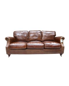 Luxury 3 Seater Vintage Distressed Brown Leather Sofa Settee  