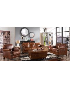 Luxury Original Vintage Settee Sofa Suite Distressed Real Leather 