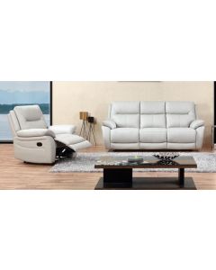 Manhattan Handmade 3+1 Reclining Sofa Suite Italian Putty Real Leather In Stock