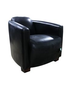 Marlborough Genuine Tub Chair Vintage Black Real Leather 