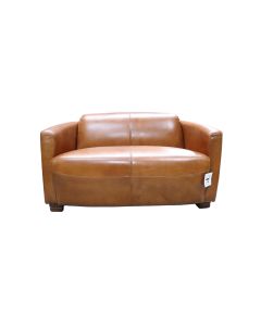 Marlborough Genuine Vintage 2 Seater Tub Sofa Distressed Tan Real Leather 