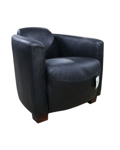 Marlborough Genuine Vintage Tub Chair Wash Black Real Leather 
