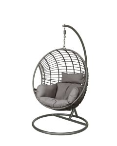 Milo Grey Rattan Single Egg Chair With Aluminium Base
