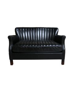 Montrose Handmade 2 Seater Settee Sofa Vintage Distressed Black Real Leather 