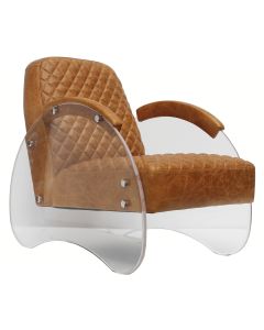 Njord Custom Made Perspex Armchair Vintage Tan Real Leather 