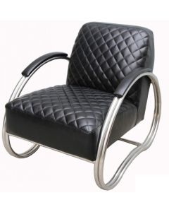 Njord Custom Made Vintage Black Real Leather Armchair