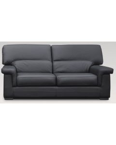 Orleans Custom Made 3 Seater Sofa Settee Italian Black Real Leather 