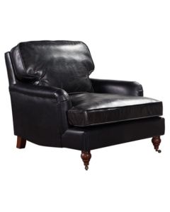 Prescott Handmade Vintage Armchair Black Distressed Real Leather 