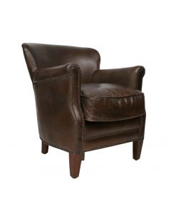 Professor Armchair Vintage Distressed Brown Real Leather 