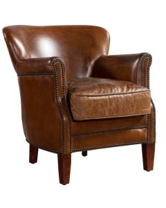 Professor Armchair Vintage Distressed Tan Real Leather 