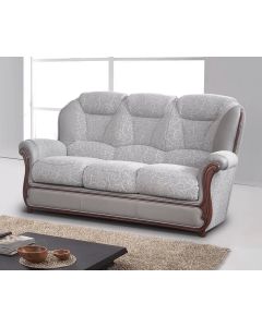 Ravello Handmade 3 Seater Sofa Genuine Italian Grey Real Leather And Fabric 