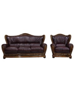 Regina Original 3+1 Sofa Settee Suite Genuine Italian Burgandy Real Leather 