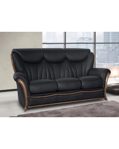 Rimini Custom Made 3 Seater Sofa Genuine Italian Black Real Leather 