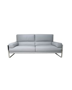 Romeo 3 Seater Sofa Settee Italian Modern Bull Grigio Alluminio Grey Real Leather 