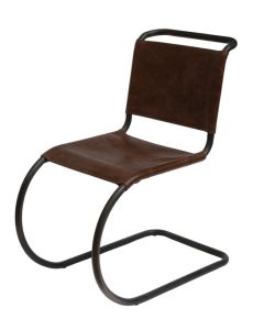 Ronson Handmade Vintage Dining Chair Distressed Brown Real Leather 