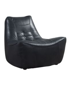 Slope Handmade Vintage Lounger Chair Black Distressed Real Leather 