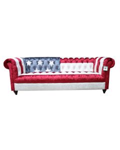 Stars And Stripes Handmade Chesterfield 3 Seater Sofa Real Velvet 