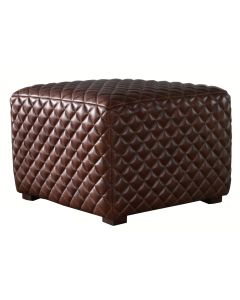 Stiched Vintage Handmade Footstool Pouffe Distressed Brown Real Leather 