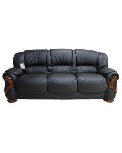 Susanna Handmade 3 Seater Sofa Settee Italian Black Leather 