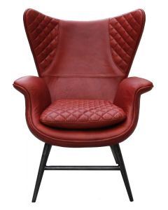 Tamara Handmade Vintage High Back Armchair Rouge Red Real Leather 