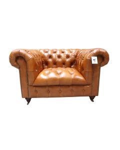 Trafalgar Original Chesterfield Armchair Buttoned Vintage Tan Distressed Real Leather 