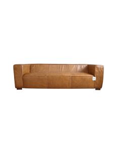 Tribeca Handmade Vintage 3 Seater Sofa Nappa Caramel Brown Real Leather 