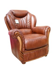 Turin Handmade Sofa Armchair Genuine Italian Tabak Brown Real Leather 