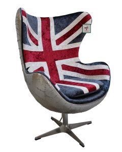Union Jack Aviator Retro Swivel Egg Chair In Soft Velvet