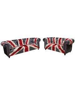 Union Jack Chesterfield 3+2 Seater Luxury Velvet Sofa Suite