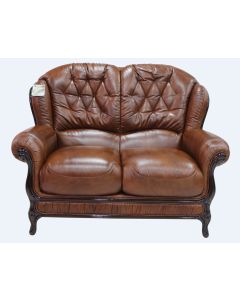 Venice Handmade 2 Seater Sofa Settee Genuine Italian Tabak Brown Real Leather 